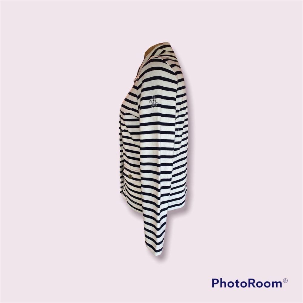 RL Knit Double Breasted Nautical Striped Blazer brings class to any wardrobe - Picture 3 of 5